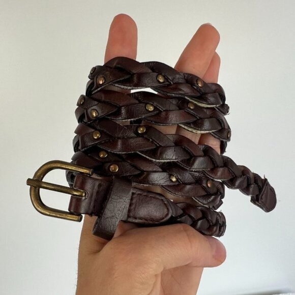 VINTAGE Dark Brown Braided Western Boho Belt - Picture 3 of 7
